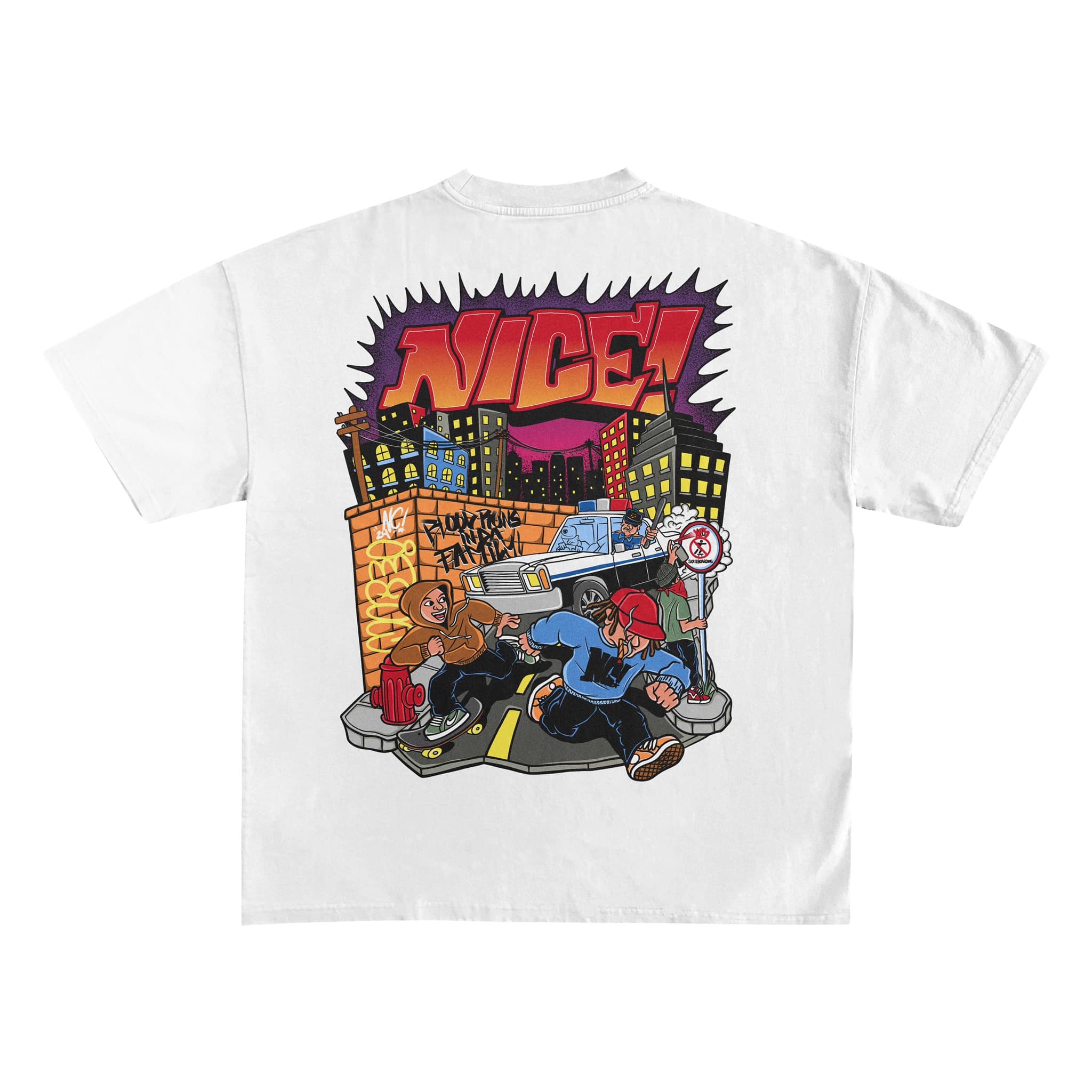 Police Chase White Tee